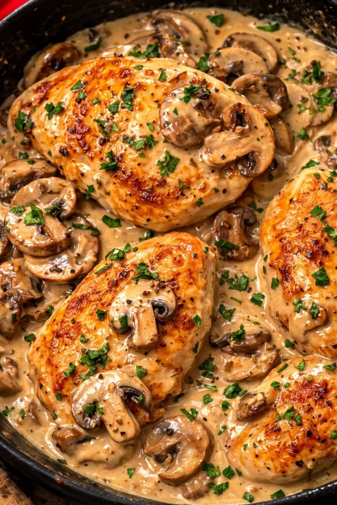 Delicious Mushroom Chicken dish with tender chicken and savory mushrooms