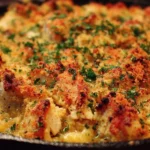 Delicious poppyseed chicken casserole ready to serve, topped with crunchy breadcrumbs.