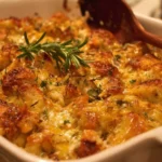 Ritz Chicken Casserole with chicken, cheese, and crispy cracker topping