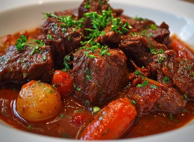 Delicious slow cooker beef recipe with vegetables ready to serve