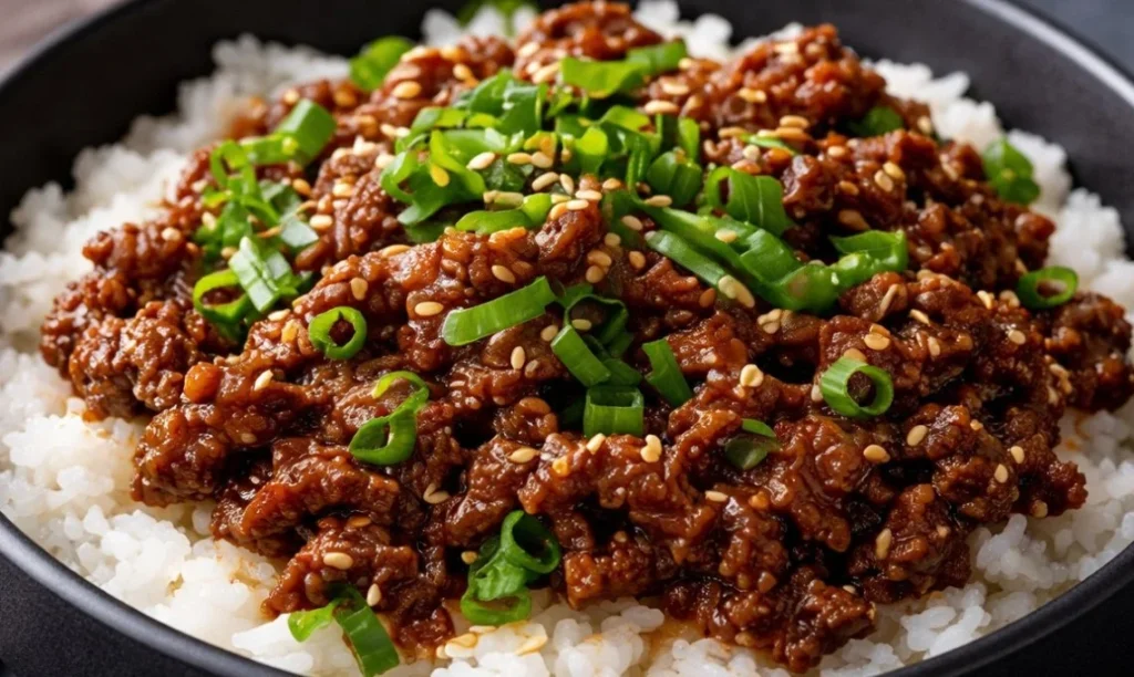 Delicious slow cooker ground beef dish with vegetables and spices.