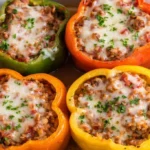 Delicious stuffed peppers filled with seasoned beef and vegetables