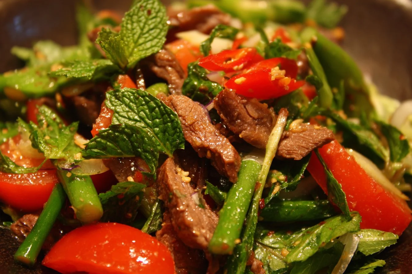 Delicious Thai Beef Salad with fresh herbs and vibrant vegetables
