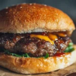 Delicious Wagyu Ground Beef Burger served with fresh toppings