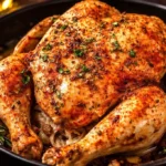 Whole chicken cooked in a crockpot, showcasing juicy and tender texture.