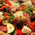 Fresh Antipasto Salad with olives, cheese, and vegetables