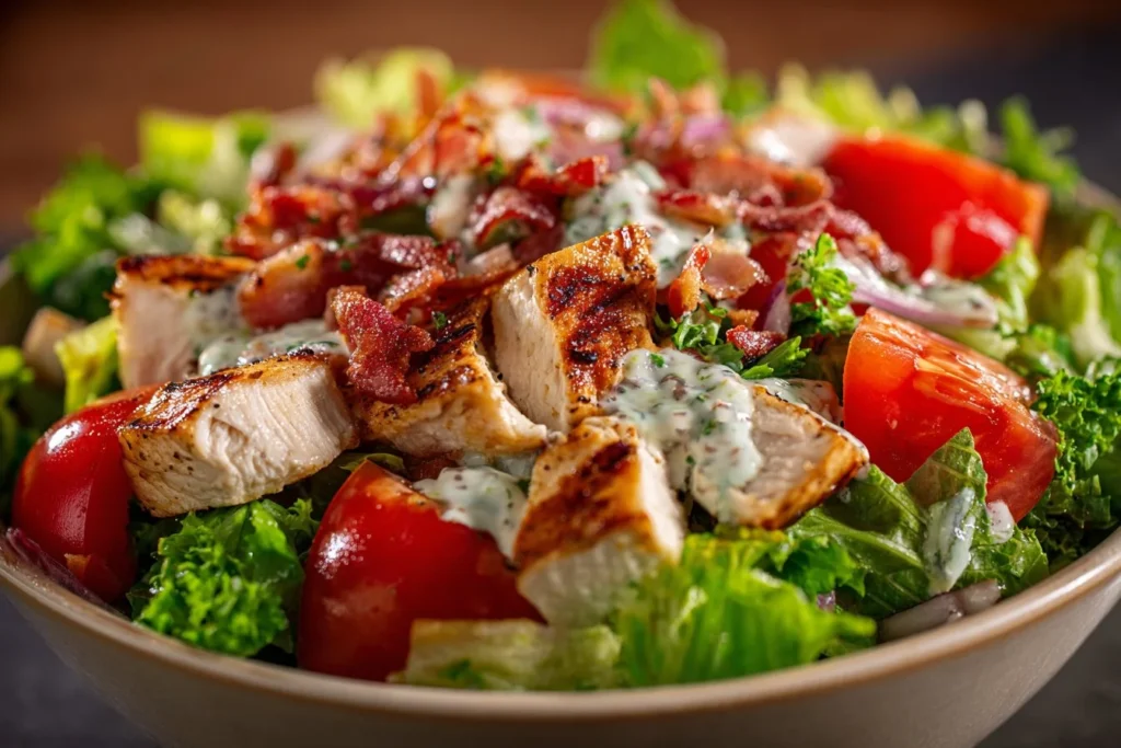 Delicious BBQ Chicken Salad with grilled chicken and fresh vegetables