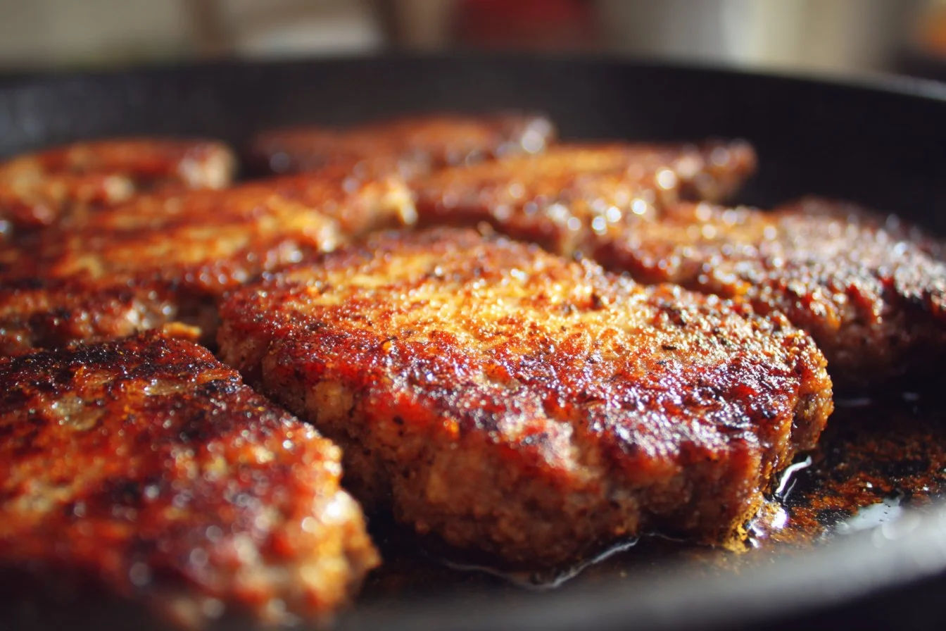 Crispy beef cutlet served on a plate with garnishes