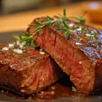 Delicious Beef Top Round Steak cooked to perfection on a grill.