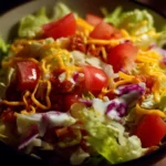 Big Mac Salad featuring lettuce, tomatoes, cheese, and special sauce in a bowl