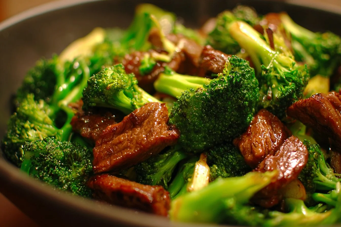 Delicious broccoli and beef stir-fry served with rice