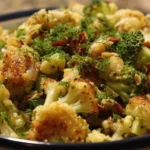 Delicious Broccoli Cauliflower Salad with fresh vegetables and dressing