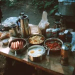 Delicious camping meals prepared outdoors