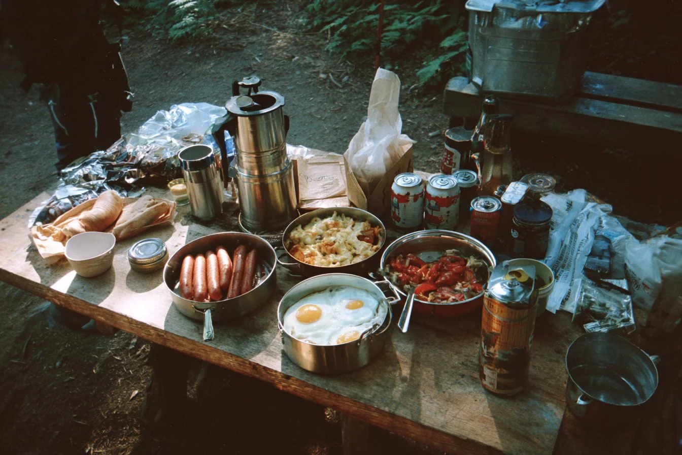 Delicious camping meals prepared outdoors