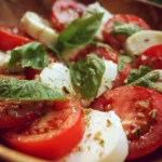 Classic Caprese Salad with fresh tomatoes, mozzarella cheese, and basil leaves