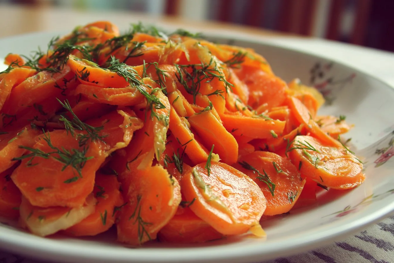 Delicious and colorful carrot salad served in a bowl
