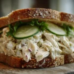 Delicious chicken salad sandwich with fresh ingredients and creamy dressing