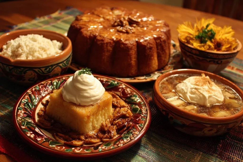 Delicious Cinco de Mayo desserts like flan and tres leches cake.