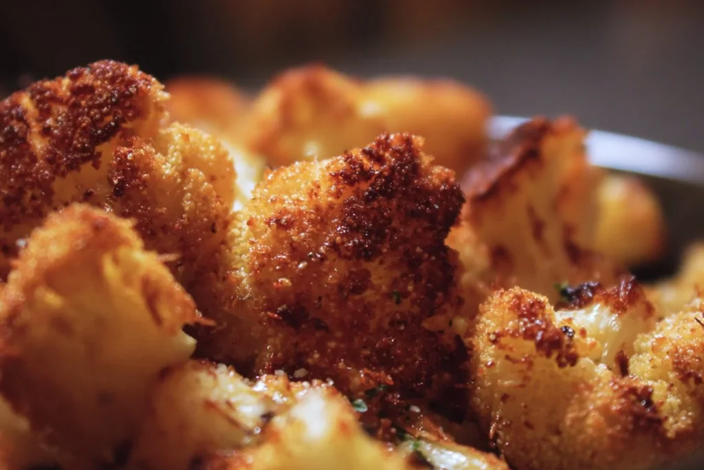 Crispy Parmesan Roasted Cauliflower served on a plate