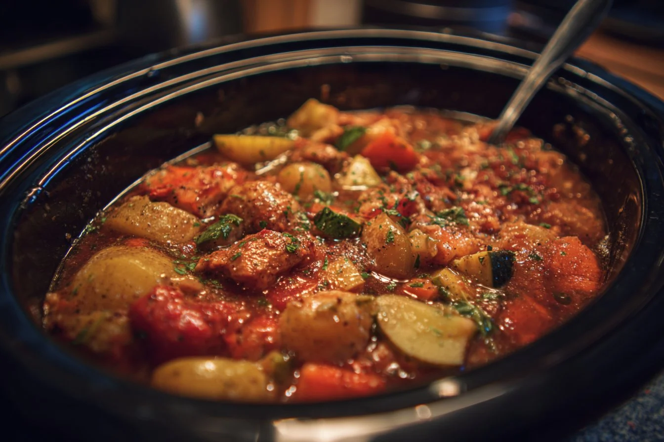 Delicious crockpot summer meals ready for serving on a warm day.