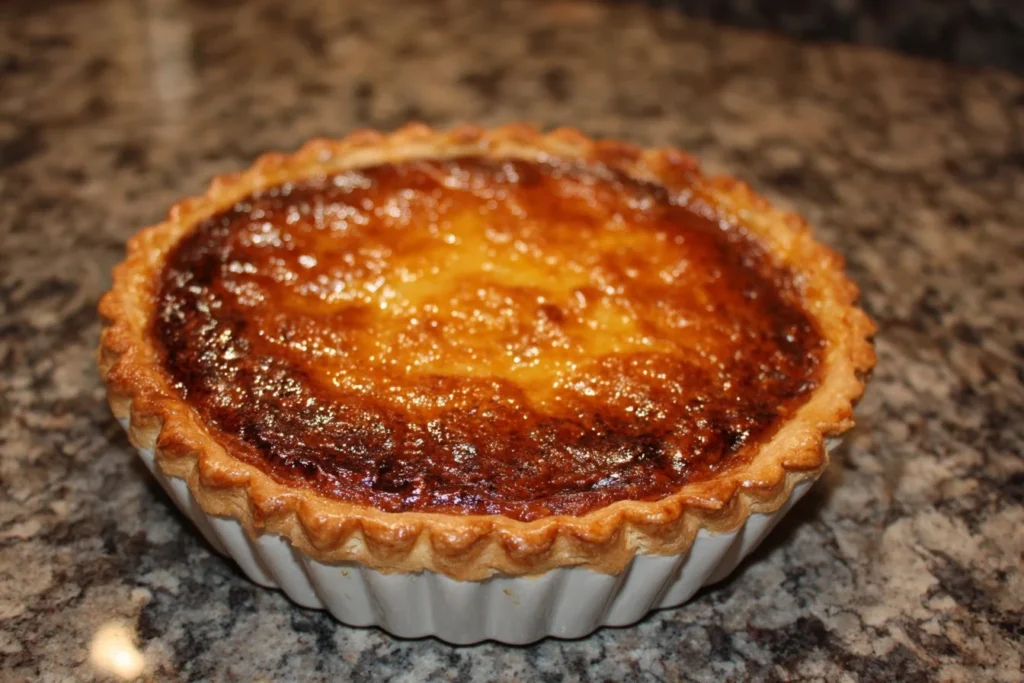 Delicious slice of Derby Pie topped with whipped cream and walnuts.