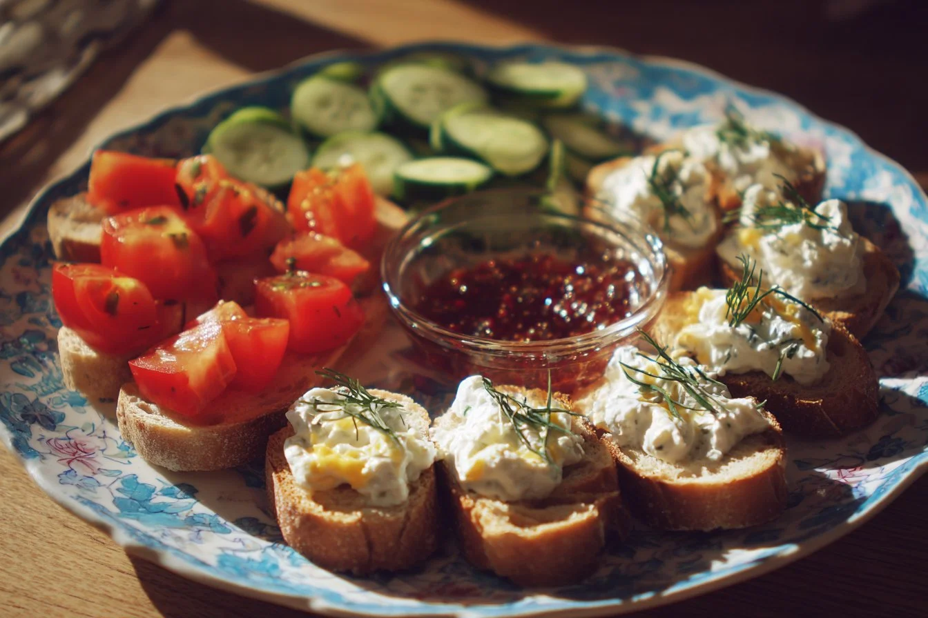 Delicious easy summer appetizers on a picnic table