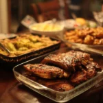 Colorful summer dinner dishes prepared with fresh ingredients