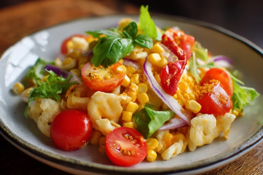 Delicious Frito Corn Salad served in a bowl with fresh vegetables
