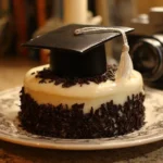 A beautiful grad cake decorated with a graduation cap and diploma.