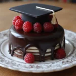 Delicious graduation cake decorated with a diploma and cap for celebration.