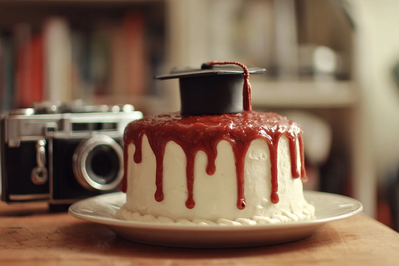 Delicious and beautifully decorated graduation cake for celebrations