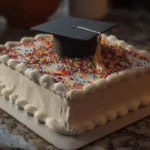 Delicious graduation sheet cake decorated with vibrant colors and themed designs.