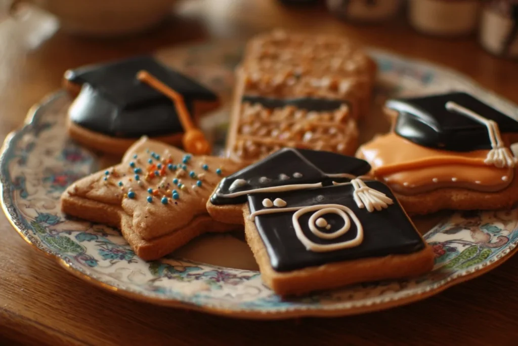 Decorated graduation sugar cookies for celebration