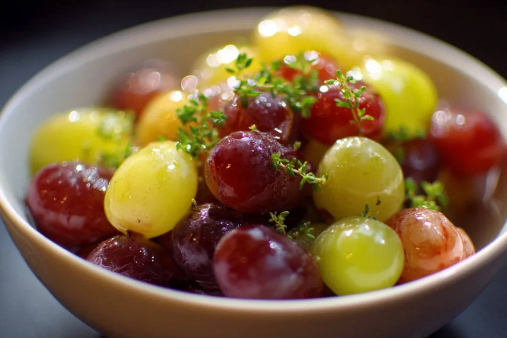 Delicious grape salad with fresh grapes and nuts