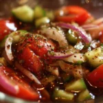 Fresh Greek salad with homemade Greek salad dressing