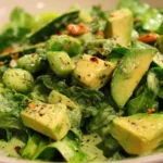 Fresh and colorful Green Goddess Salad with creamy dressing and vibrant vegetables
