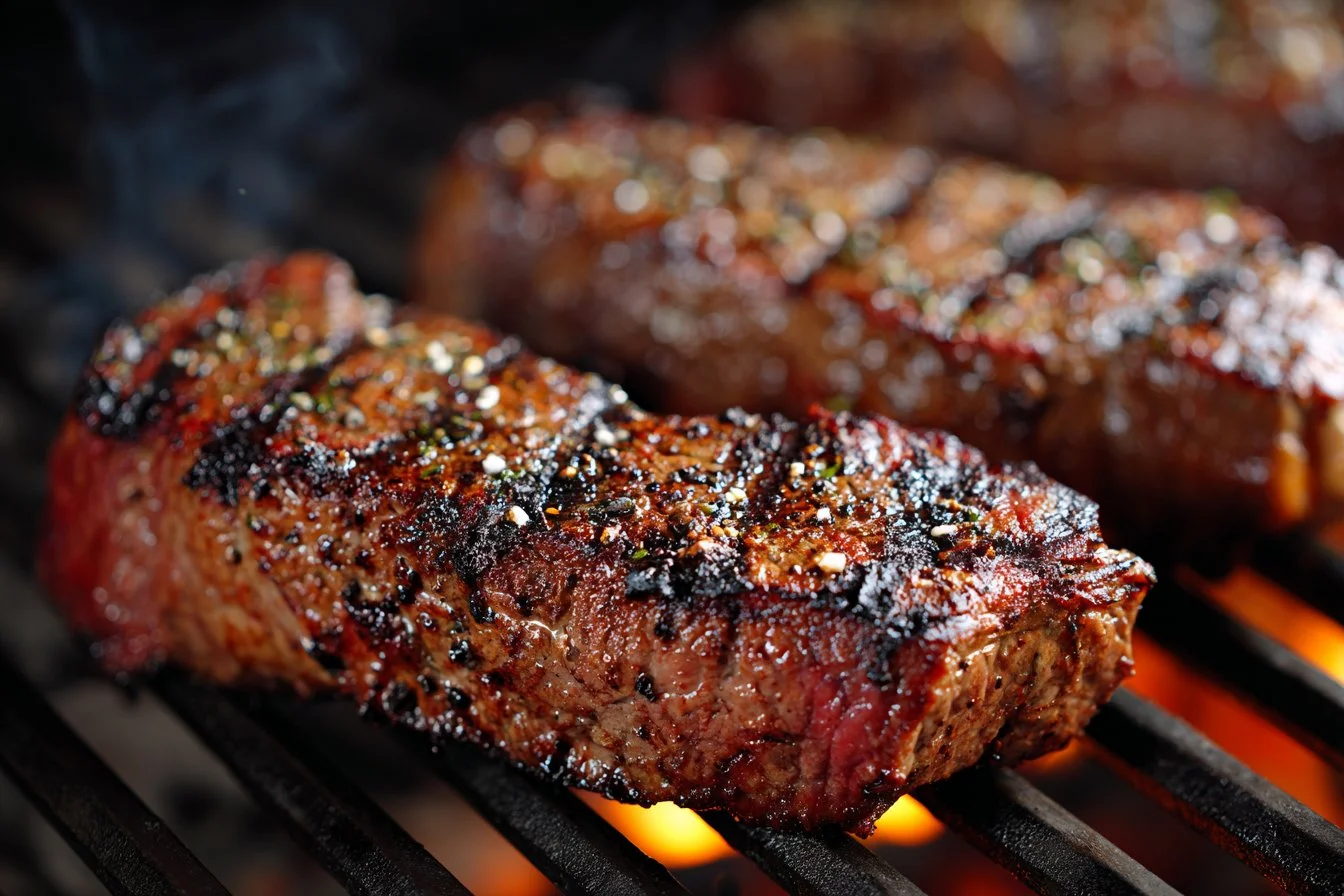 Variety of mouthwatering grilling recipes displayed on a picnic table
