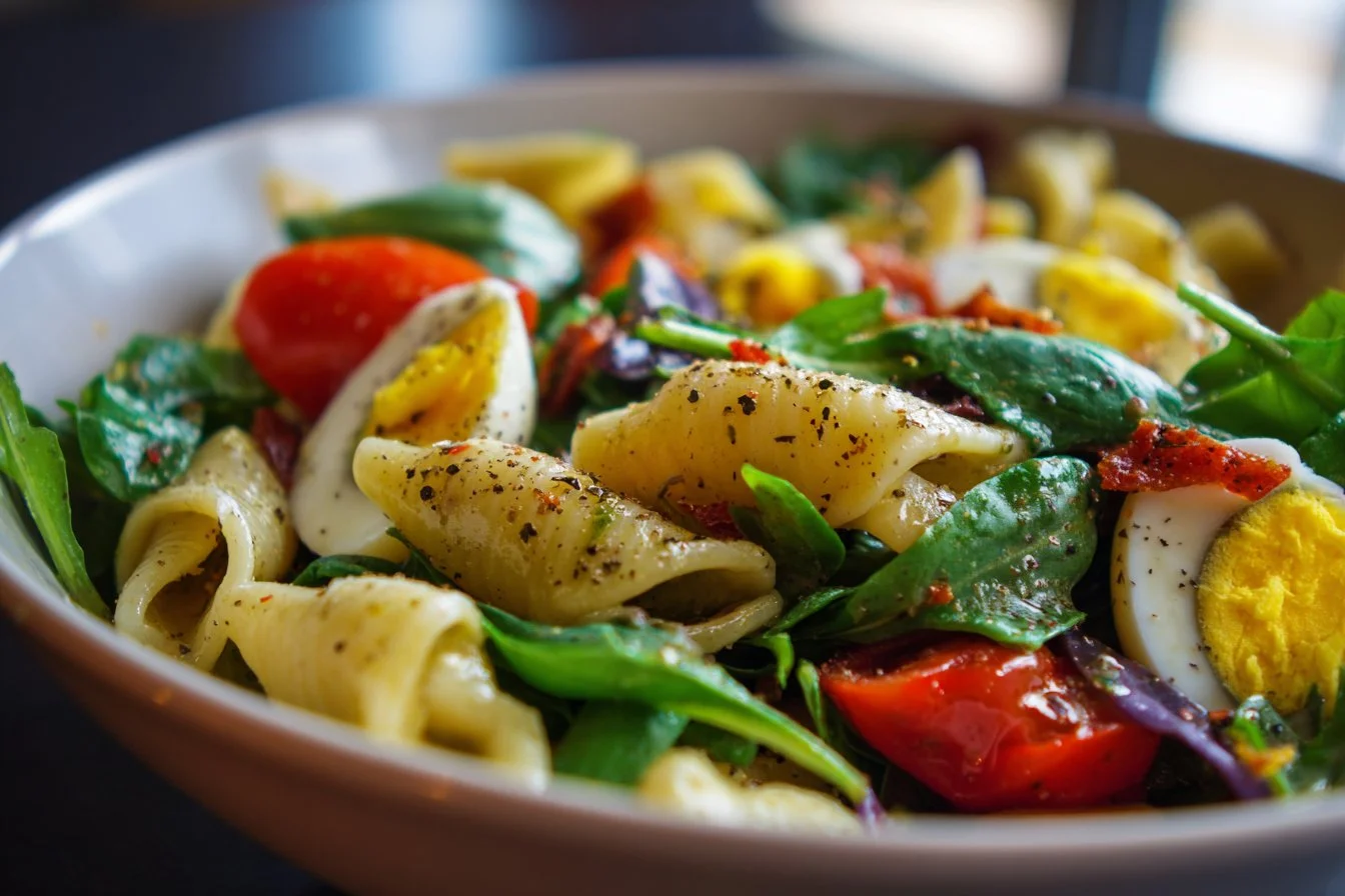 A colorful bowl of Grinder Salad with fresh vegetables, meats, and cheese.
