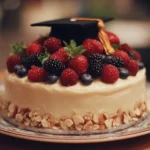 Beautiful high school graduation cake decorated with a cap and diploma
