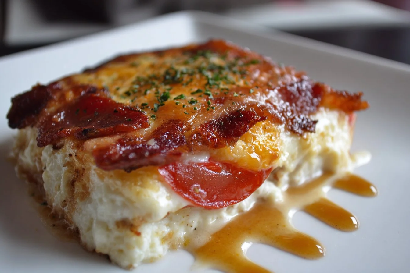 Delicious Hot Brown dish served with toppings in a cozy setting.