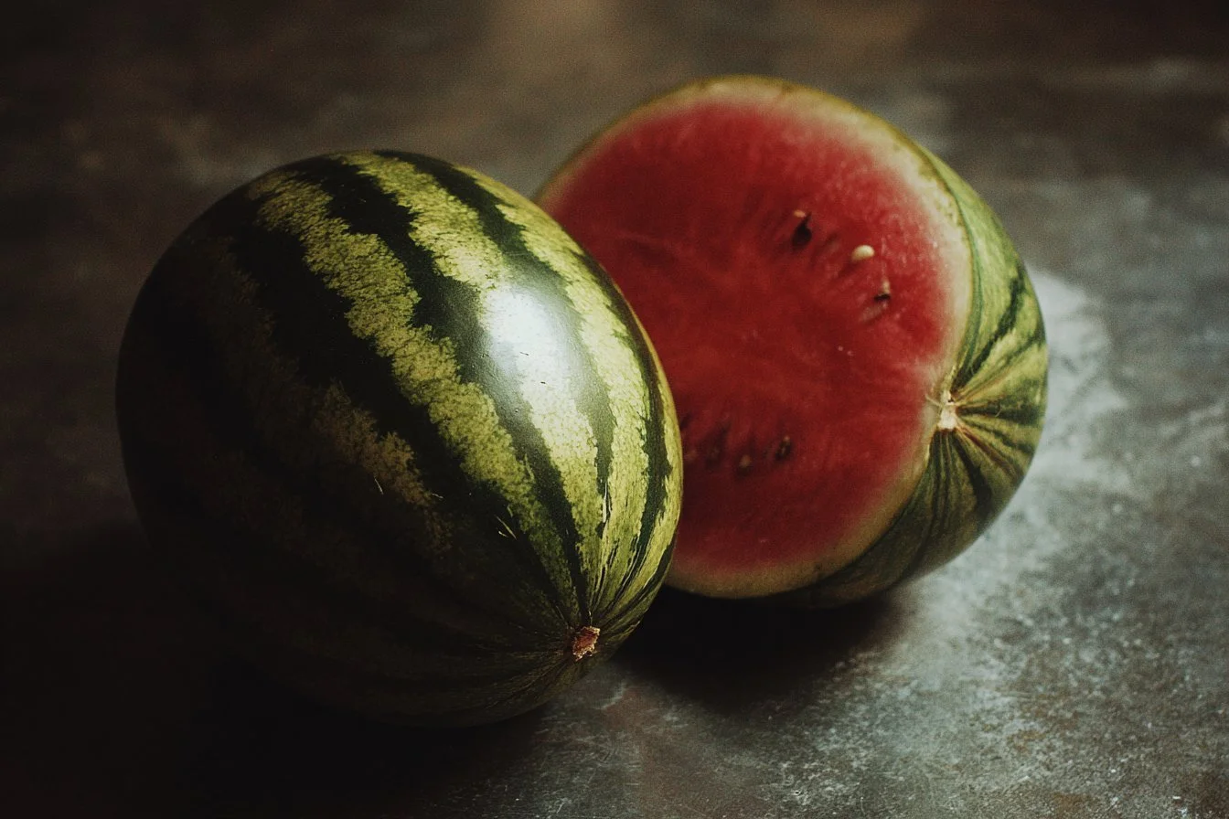 A person selecting a ripe watermelon at a store, showcasing tips to pick watermelon.
