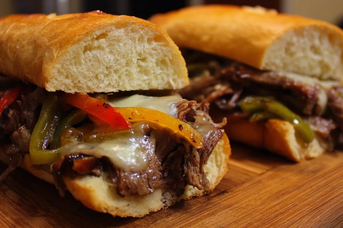 Delicious Italian Beef Sandwich loaded with tender beef and zesty sauce