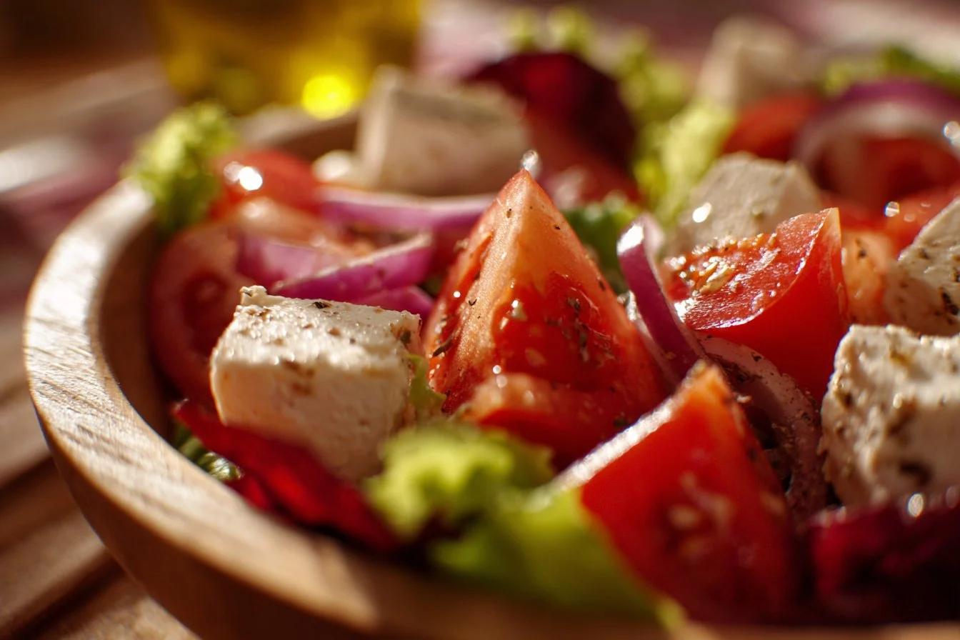 Colorful Italian Salad with fresh vegetables and herbs