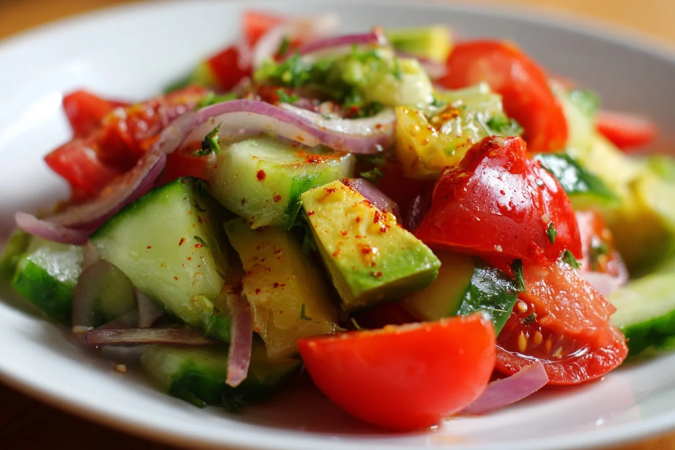 A vibrant bowl of Jennifer Aniston Salad with fresh vegetables and grains