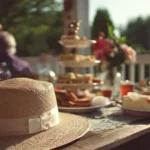 Guests enjoying a vibrant Kentucky Derby party with themed decorations and drinks.