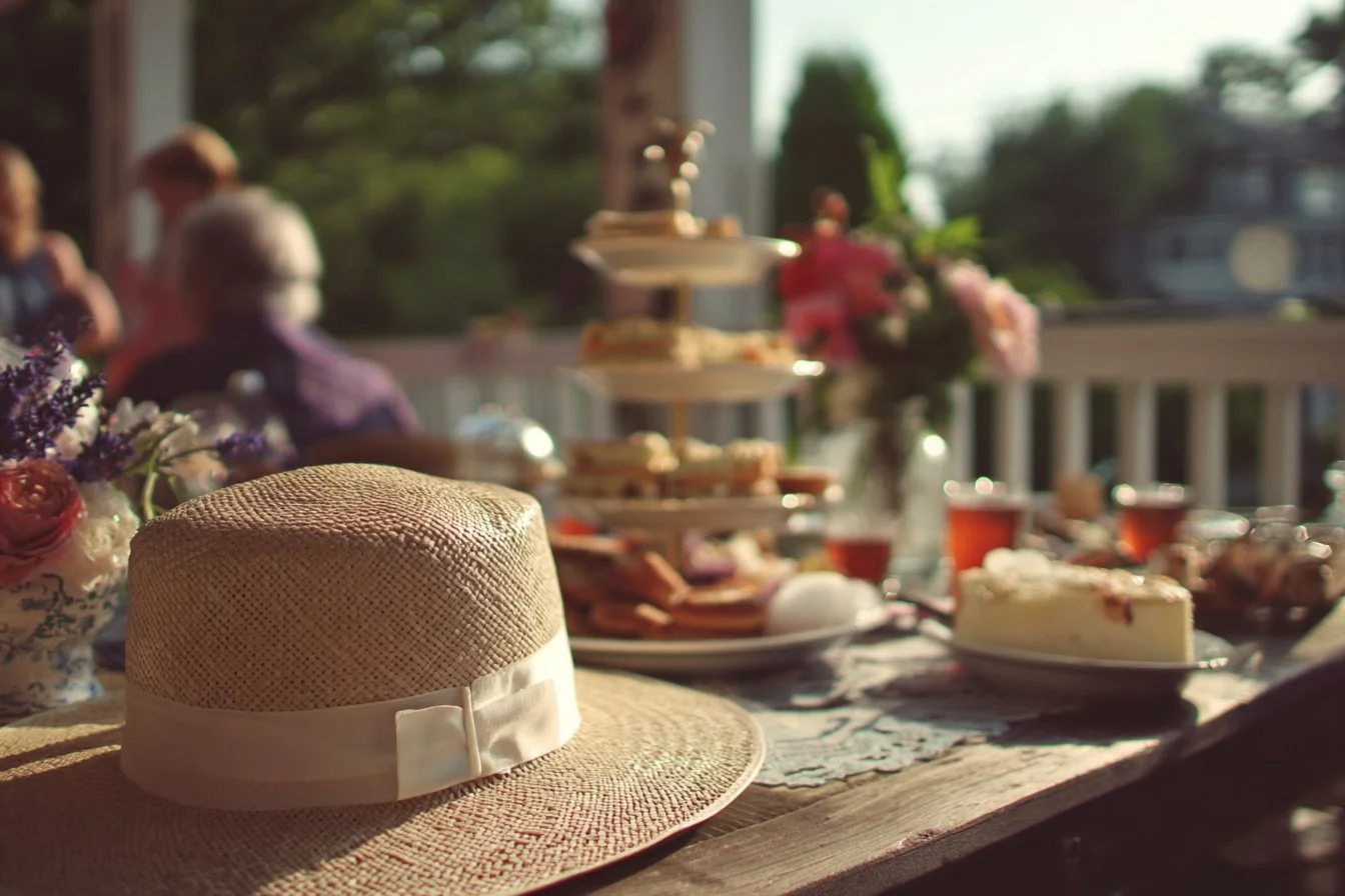 Guests enjoying a vibrant Kentucky Derby party with themed decorations and drinks.