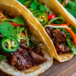 Delicious Korean Beef Tacos with fresh toppings and flavorful beef