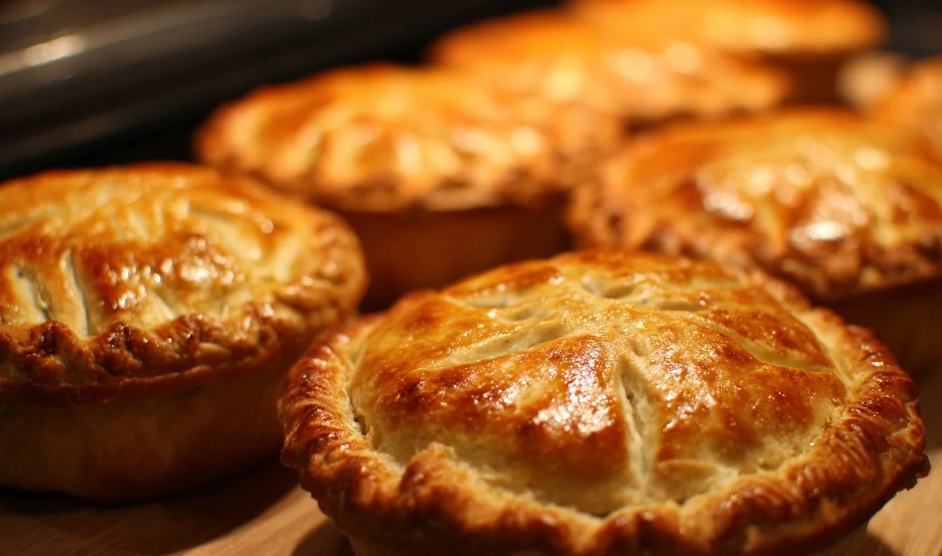 Delicious homemade meat pies with flaky crust and savory fillings.