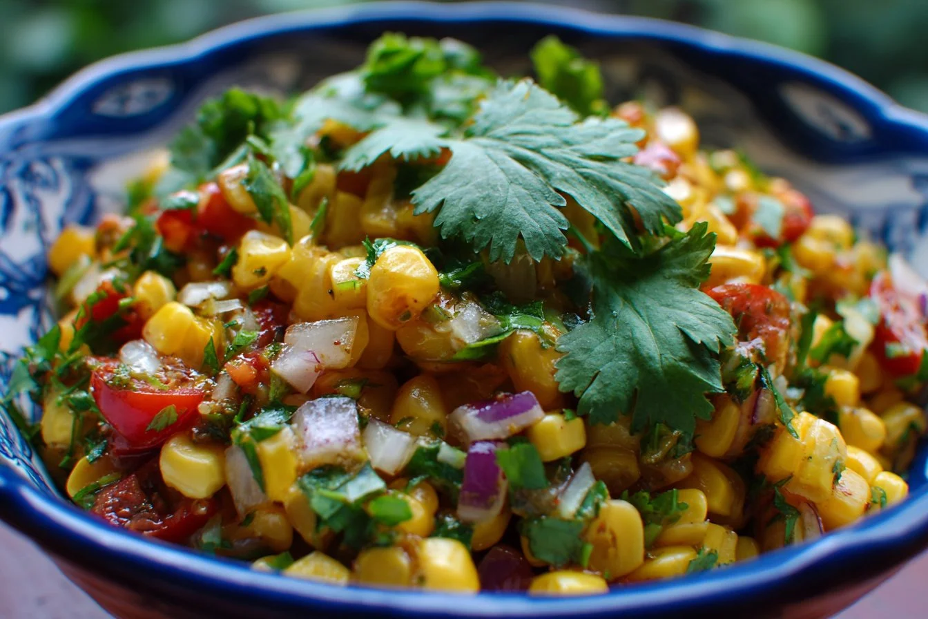 Delicious Mexican Corn Salad with fresh corn, veggies, and spices