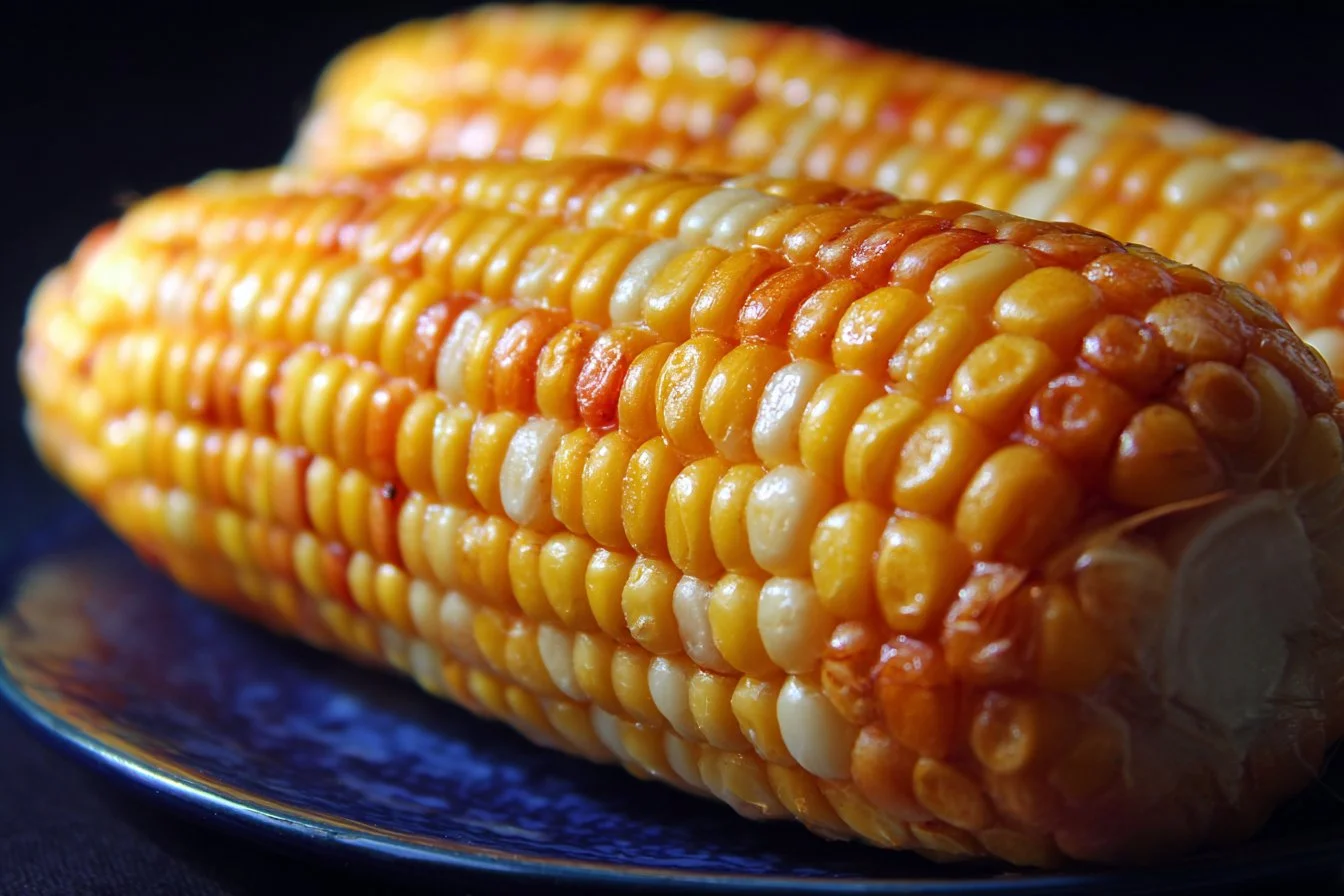 Fresh microwave corn on the cob served with butter and herbs